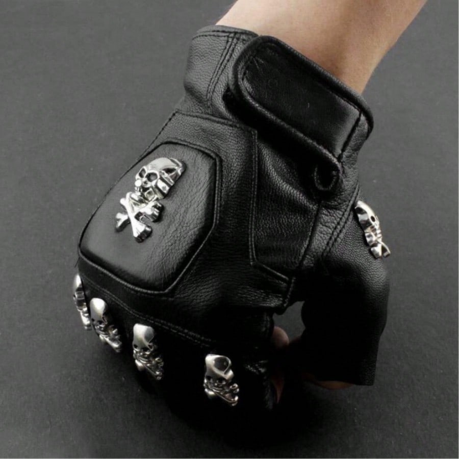 Leather Driving Glove - Guanti da motociclista senza dita in